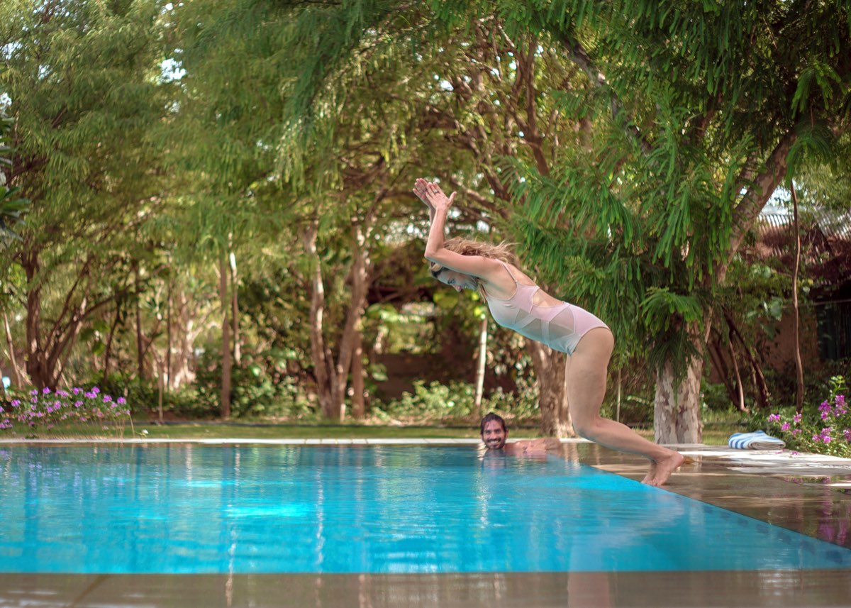 A joyful moment at the pool