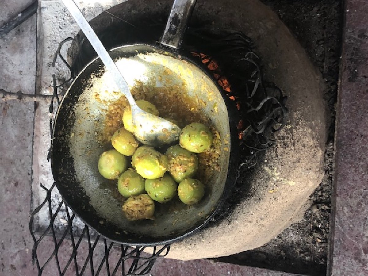 Amla pickle made on the chulha