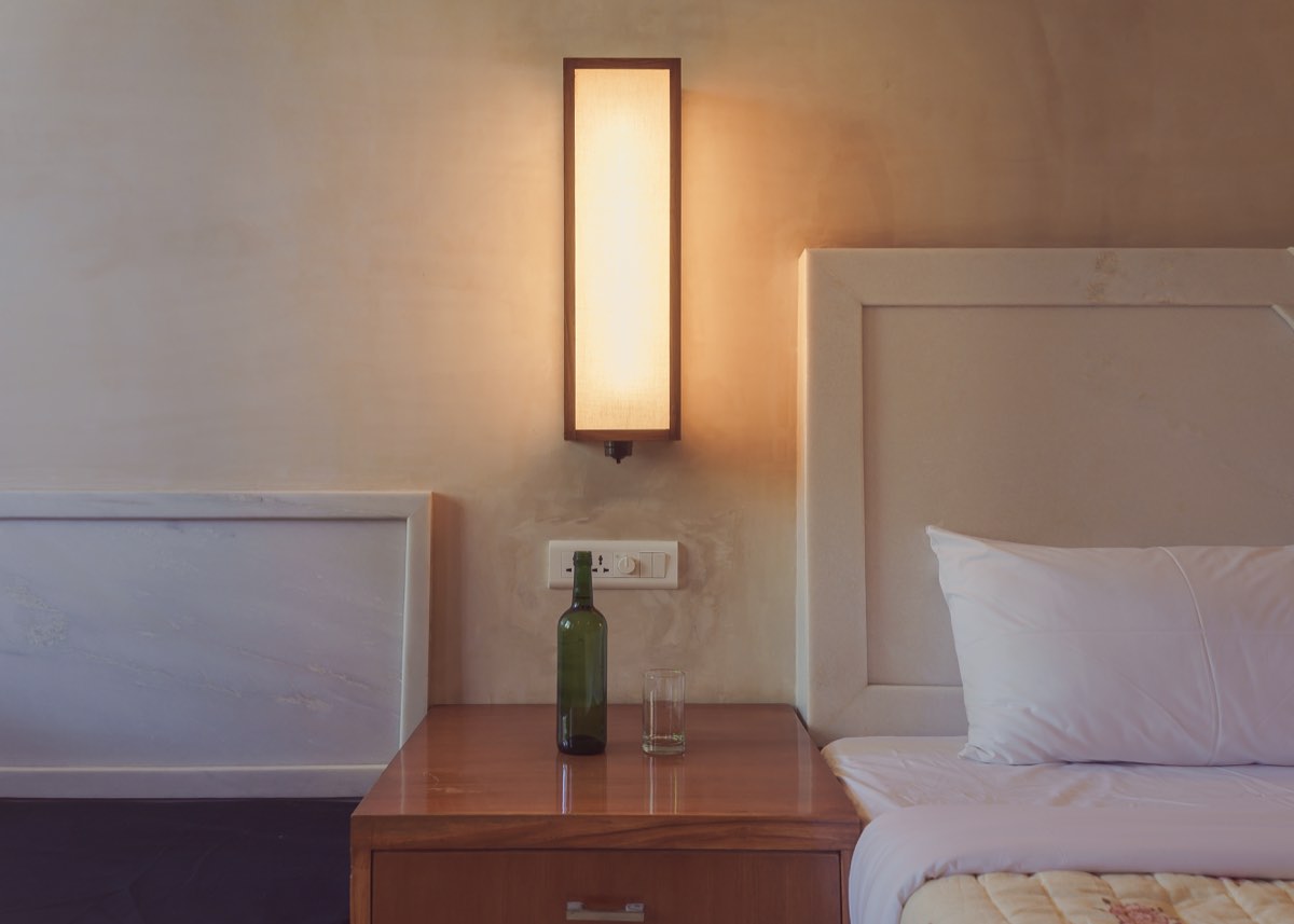Bedside lamp and clear table