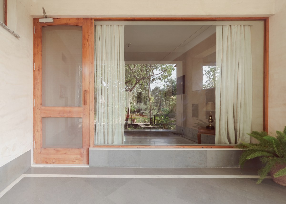 The picture window and garden beyond